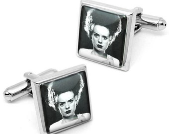 Silver Bride of Frankenstein Universal Monster Horror Cufflink Set w/ Box 90-SSC