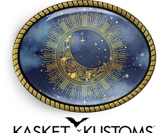 Starry Sky Belt Buckle - Celestial Sun & Moon Gold or Silver Buckle - 12-2