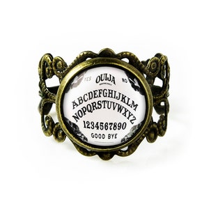 Antique Bronze Gothic Bats Ouija Board Adjustable Filigree Horror Halloween Ring 45-BFRR