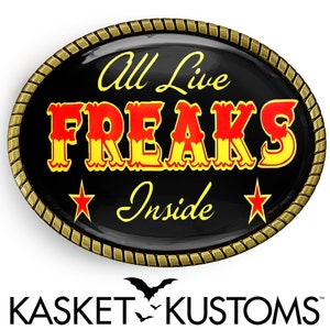 Freak Show Belt Buckle - Vintage Circus Carnival Poster Art Handmade Buckle - 165