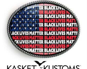 American Flag BLM Belt Buckle - Black Lives Matter USA Buckle - 384