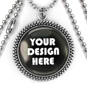 Custom Necklace - Personalized Logo Image Design Handmade Silver Pendant Necklace