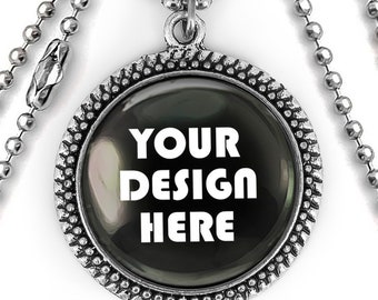 Custom Necklace - Personalized Logo Image Design Handmade Silver Pendant Necklace