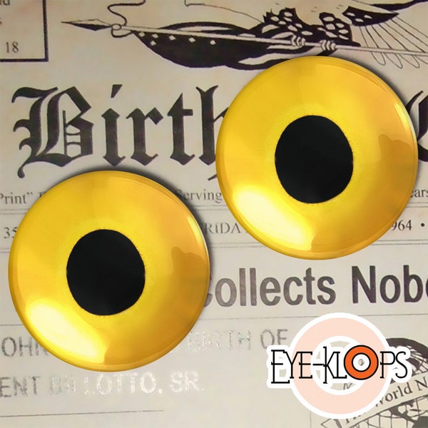 18mm Yellow Owl Eyeballs Glass Bird Eyes Animal Taxidermy Craft Doll 2pc Set