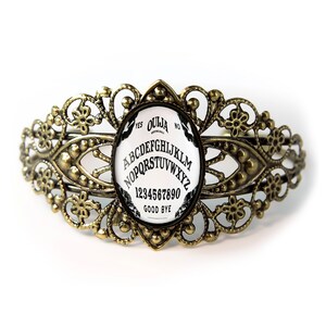 Antique Bronze Gothic Bats Ouija Board Filigree Cuff Bracelet 45-BCB