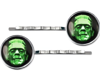 Silver Frankenstein Universal Horror Icon Glass Hair Clip Barrette Set 85-SHC