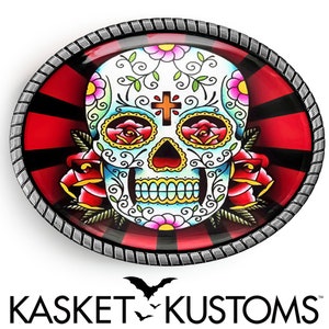 Day of the Dead Belt Buckle - Dia De Los Muertos Sugar Skull Belt Buckle - 61