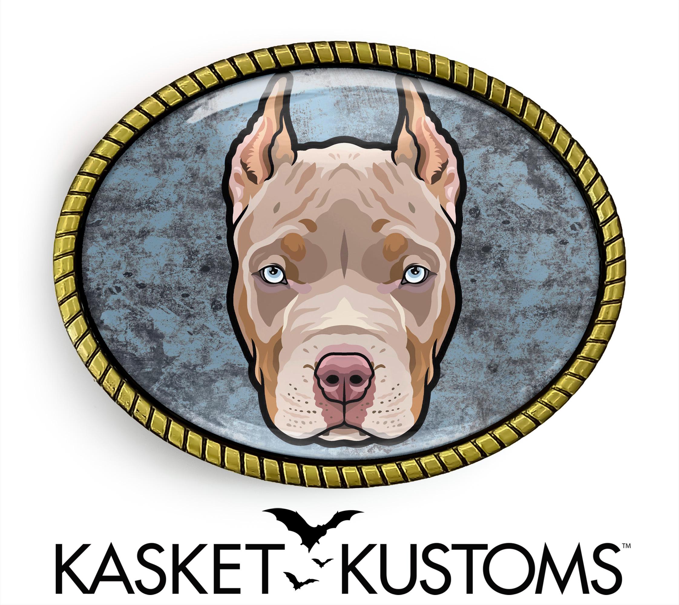 Pit Bull Belt Buckle - Handmade American Pit Male Dog Buckle - 750