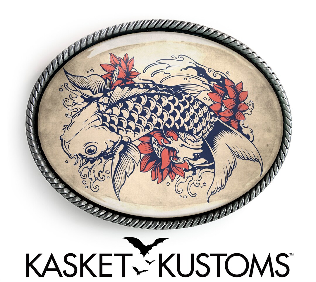 Koi Fish Belt Buckle Vintage Tattoo Flash Art Handmade Etsy