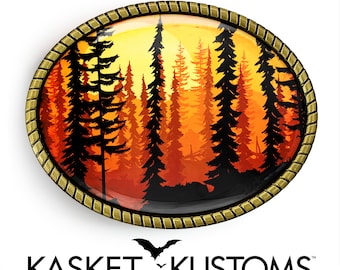 Forest Belt Buckle - Tree Landscape Outdoor Minimalist Handmade Buckle - 628