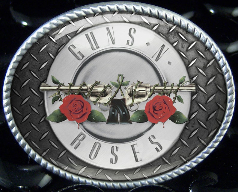 Guns N Roses Belt Buckle 80's Heavy Metal Antique Silver Etsy