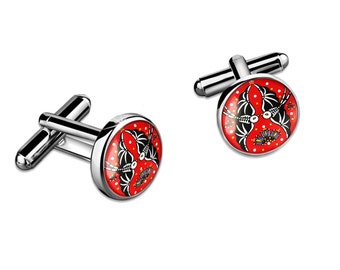 Silver Traditional Tattoo Swallow Cufflink Set w/ Box 362-SRC