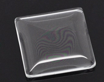 1" Inch 25x25mm Crystal Clear Square Glass Cabochon Domed Tiles for Jewelry Necklace Pendant Cabochon Craft Supplies 50 Tile Cabochons