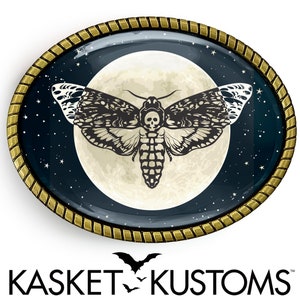 Boucle de ceinture magique céleste - Boucle ovale faite main Alchemy Death Hawk Moth - 155-4