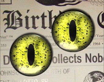 20mm Speckled Green Eyeballs Dragon Reptile Cat Glass Eye Creature Fantasy Halloween Taxidermy Doll Set