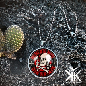 Large Memento Mori Pendant - Gothic Alchemy Skull Handmade Silver Necklace - 134-4-SLRN