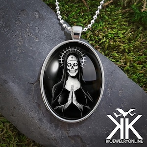 Santa Muerte Pendant - Day of the Dead Reaper Handmade Silver Necklace - 119