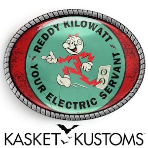 Fibbia per cintura Reddy Kilowatt - Fibbia in argento o oro con logo Retro Electric Company - 381