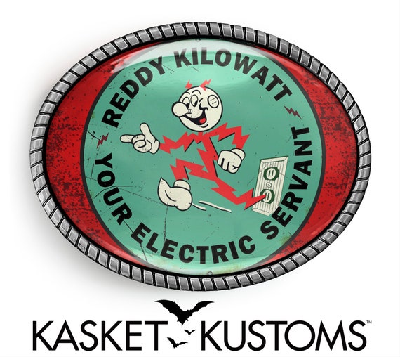 Reddy Kilowatt Belt Buckle - Retro Electric Company Logo Silver or