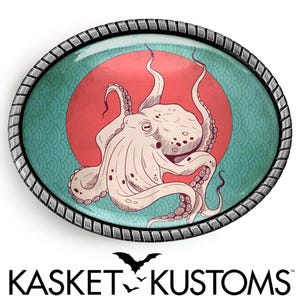 Boucle de ceinture Octopus - Boucle de ceinture faite main Kraken, peinture vintage - 958-2
