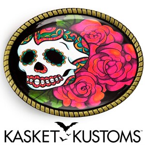 Day of the Dead Dia De Los Muertos Traditional Rockabilly Belt Buckle - 77