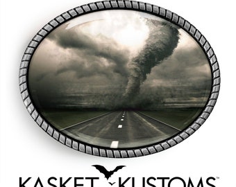 Twister Belt Buckle - Tornado Alley Silver or Gold Belt Buckle - 624