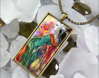 Japanese Geisha Girl Oriental Art Nouveau Painting Ornate