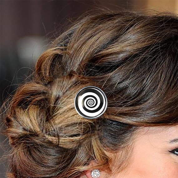 Twilight Zone Hair Clips - Swirling Hypnotic Spiral Glass