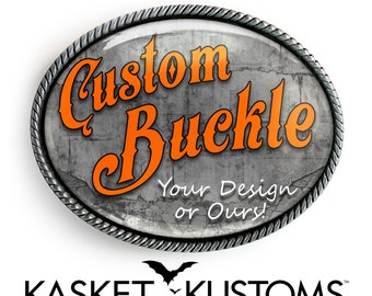 Custom Resin Belt Buckle - Personalized Image Design Antique Silver Oval Belt Buckle