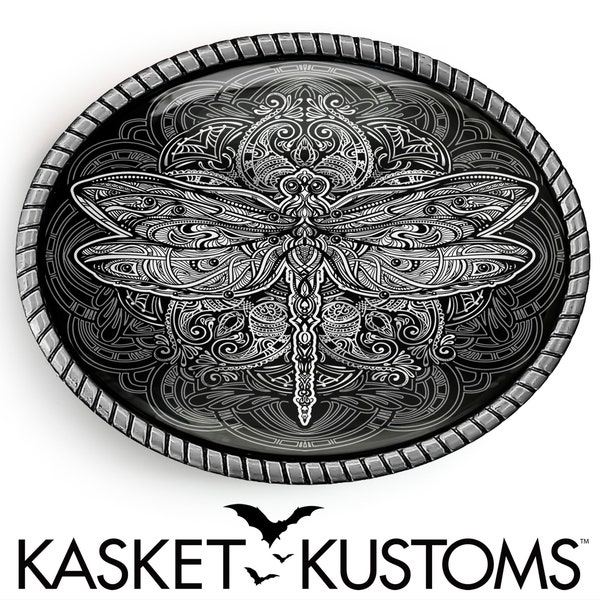 Ornate Dragonfly Belt Buckle - Art Nouveau Esoteric Mandala Handmade Buckle - 32