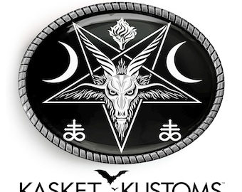 Baphomet Pentagram Belt Buckle - Satanic Leviathan Cross Artisan Buckle - 964