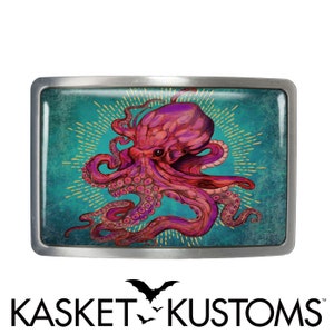 Boucle de ceinture Kraken - Boucle de ceinture faite main pieuvre colorée - 43