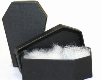 Coffin Shaped Jewelry Gift Box Spooky Black Casket Trinket Box with Filler Puff Halloween Novelty Party Favor Box