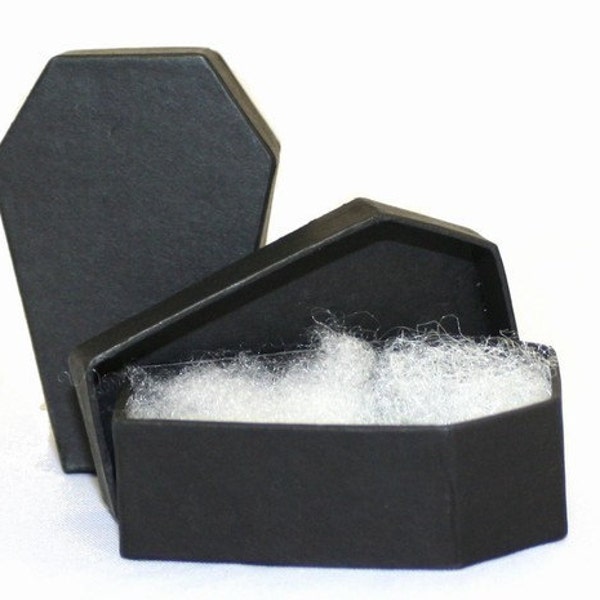 Coffin Shaped Jewelry Gift Box Spooky Black Casket Trinket Box with Filler Puff Halloween Novelty Party Favor Box