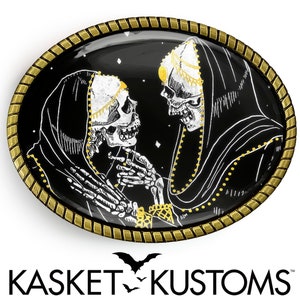 Tarot Belt Buckle - Tarot Card Lovers Skeletons Gold or Silver Buckle - 906