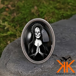 Santa Muerte Ring - Dag van de Doden Halloween Handgemaakte Zilveren Sieraden - 119-OSSR