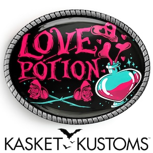 Love Potion no.9 Belt Buckle - Pink Punk Art Oval Buckle - 372