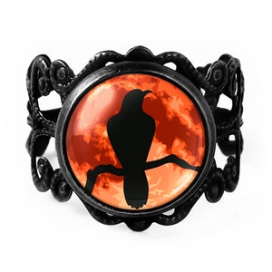 Raven Nevermore Ring - Gothic Horror Halloween Filigree Ring - 95