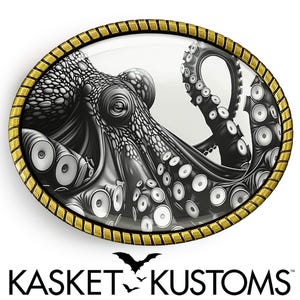 Kraken-gesp - Octopus Marine Biology Art handgemaakte ovale riemgesp - 653