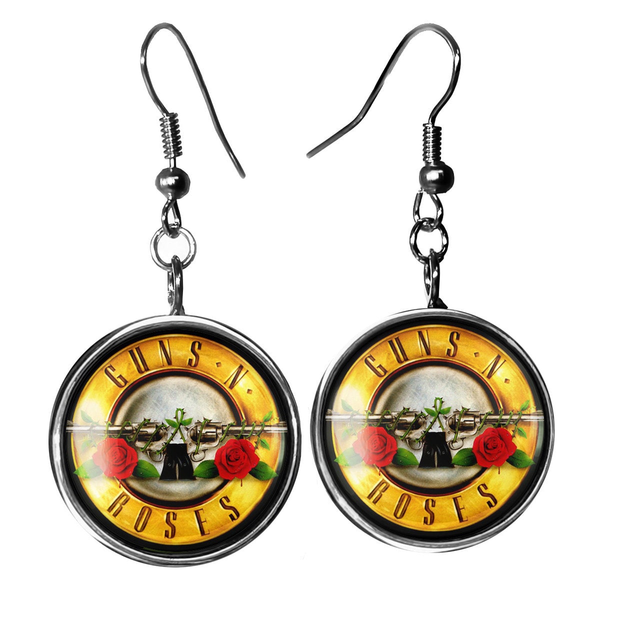 Orecchini Guns N' Roses - Orecchini pendenti in vetro con musica metal GNR anni '80 - 180-SLRE - Italia
