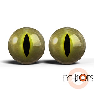 Moss Green Glass Eyes - PIXEL GRATUIT - Realistic Cat Animal Taxidermy Eyeball 2pc Set - 96