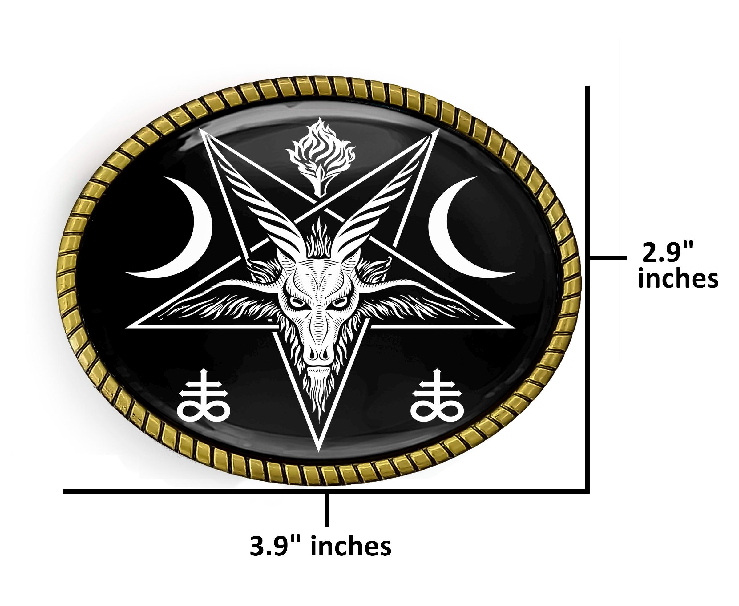 【ラプンツェル様用】PENTACLE Under The Black Cross Baphomet Pentagram Belt Buckle - Satanic Leviathan Cross Artisan