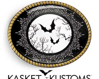 Bats Belt Buckle - Gothic Halloween Art Handmade Artisan Buckle - 956-2