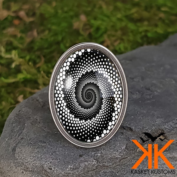 Optical Illusion Ring - Abstract Hypnotic Spiral Handmade Silver Jewelry - 358-OSSR