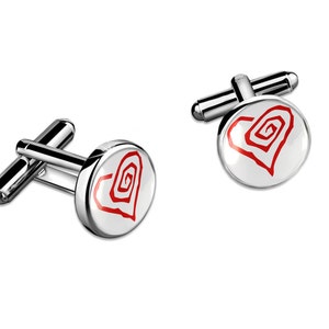 Silver Marilyn Manson Twisted Heart Shock Rock Cufflink Set w/ Box 173-2-SRC image 1