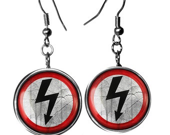 Marilyn Manson Earrings - Shock Rock Arrow Dangle Drop Silver Earrings - 174-SLRE