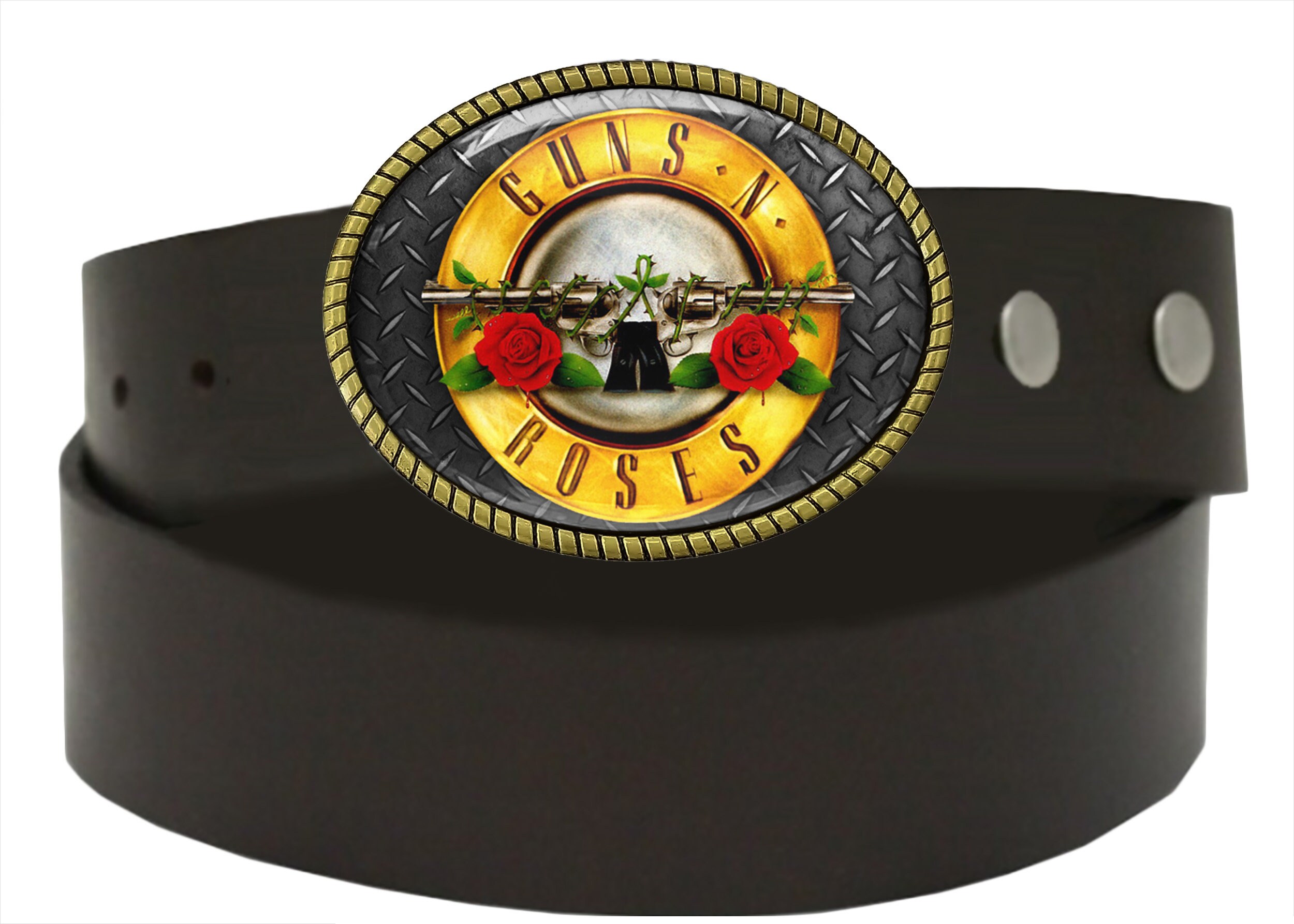 Guns N Roses Belt Buckle - 80's Heavy Metal Album Art Oval Buckle