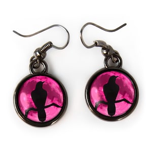 Purple Crow Earrings - Raven Nevermore Silhouette Halloween Earrings - 96