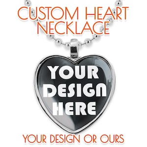 Custom Heart Necklace - Personalized Logo Image Design Handmade Silver Pendant Necklace