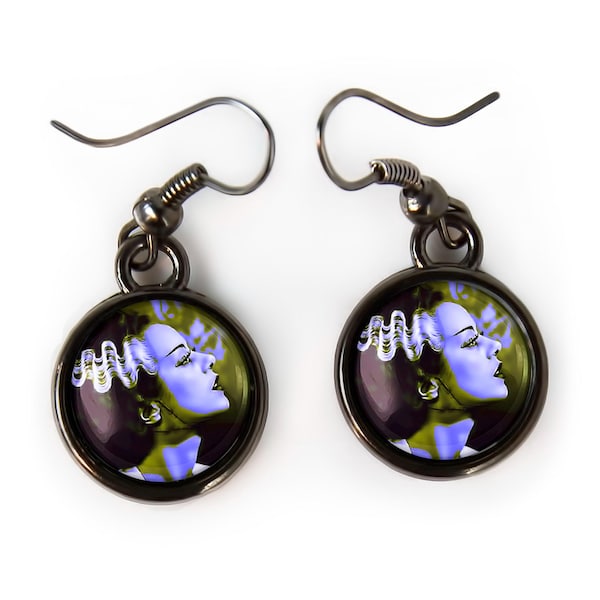 Gothic Bride Earrings - Halloween Monster Horror Icon Small Earrings - 89